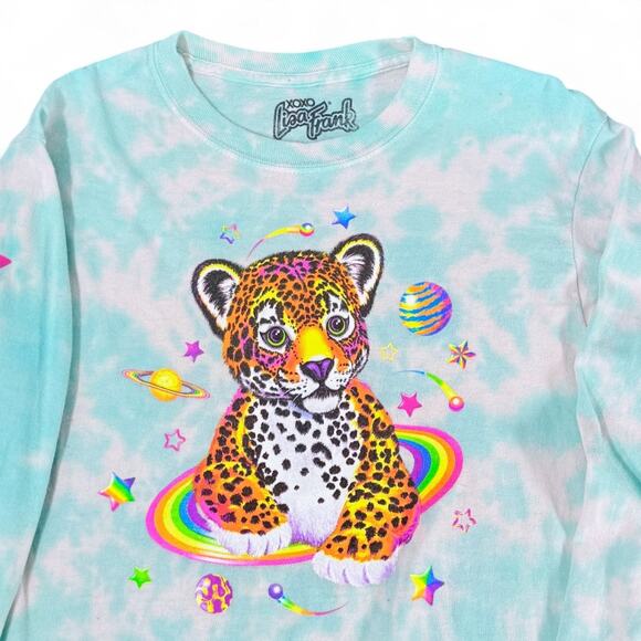 Lisa Frank Hunter Jaguar Blue Tie Dye Shirt Long Sleeve Y2K 90s Rainbow Womens S - Picture 5 of 11